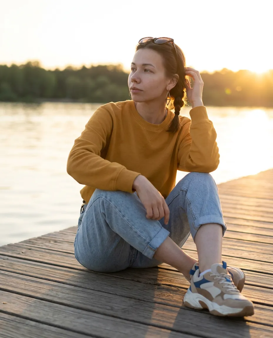 AI-фотосессия «Golden Hour Pier Portrait»