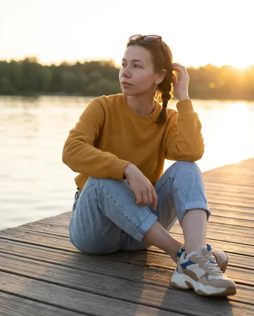AI-фотосессия «Golden Hour Pier Portrait»