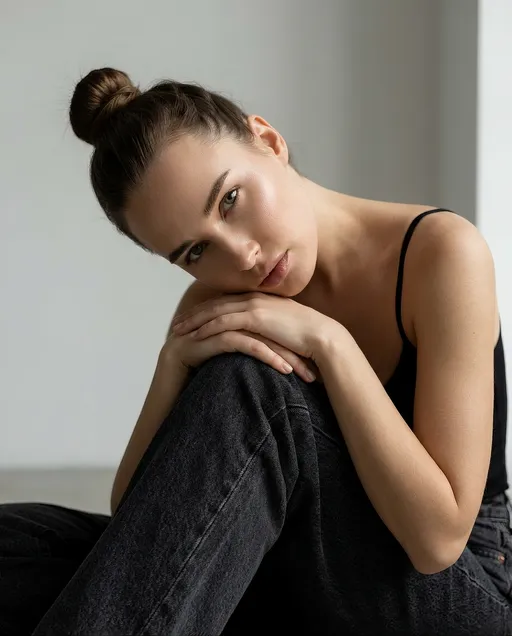 AI-фотосессия «Minimalist High-Angle Fashion Portrait»