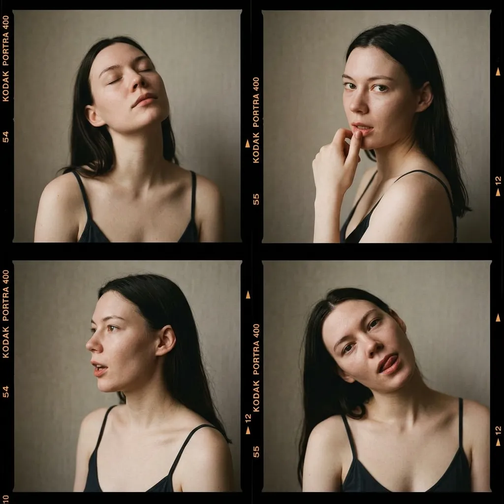 AI-фотосессия «Muted Film Strip Portrait Grid»