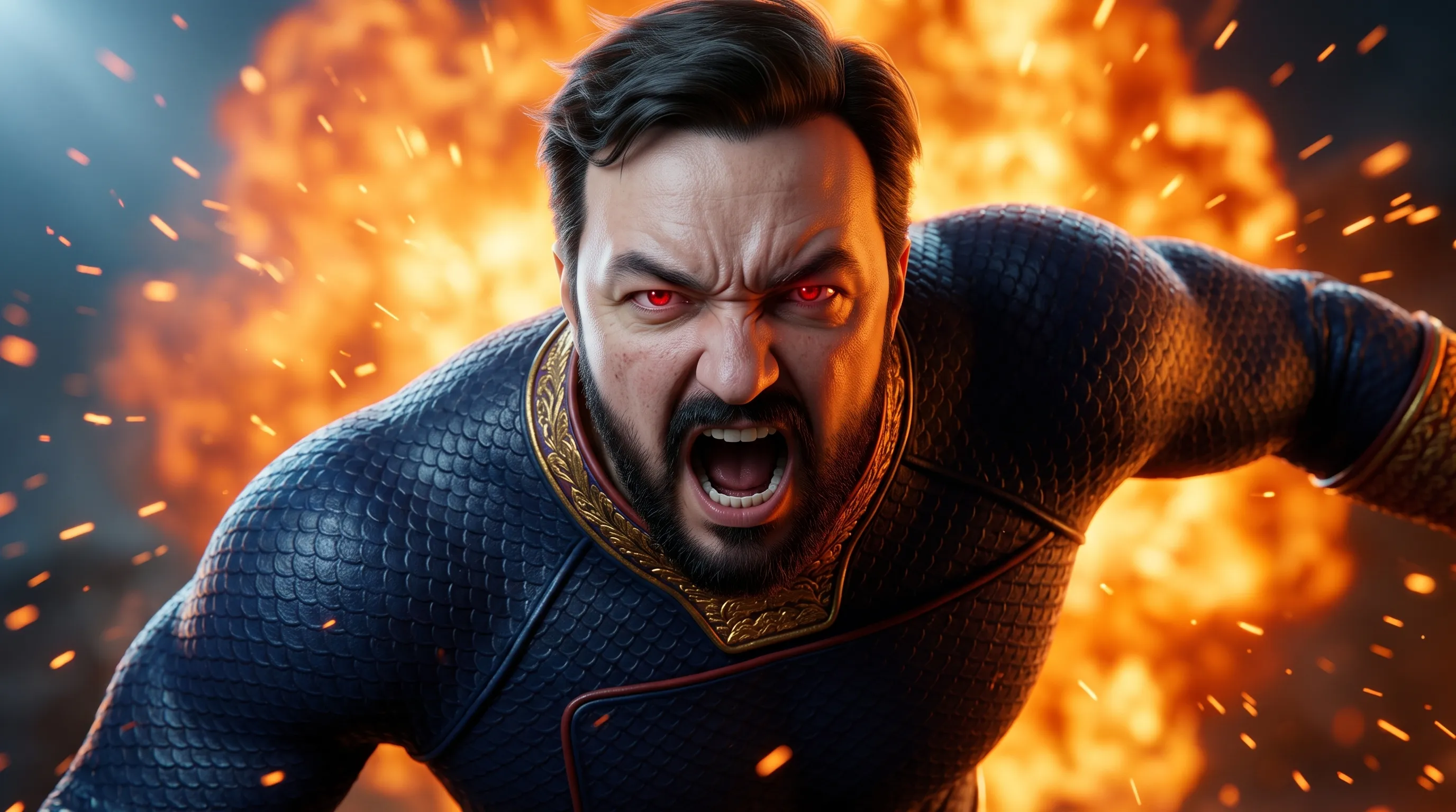 AI-арт «Explosive Heroic Fury Character Close-up»