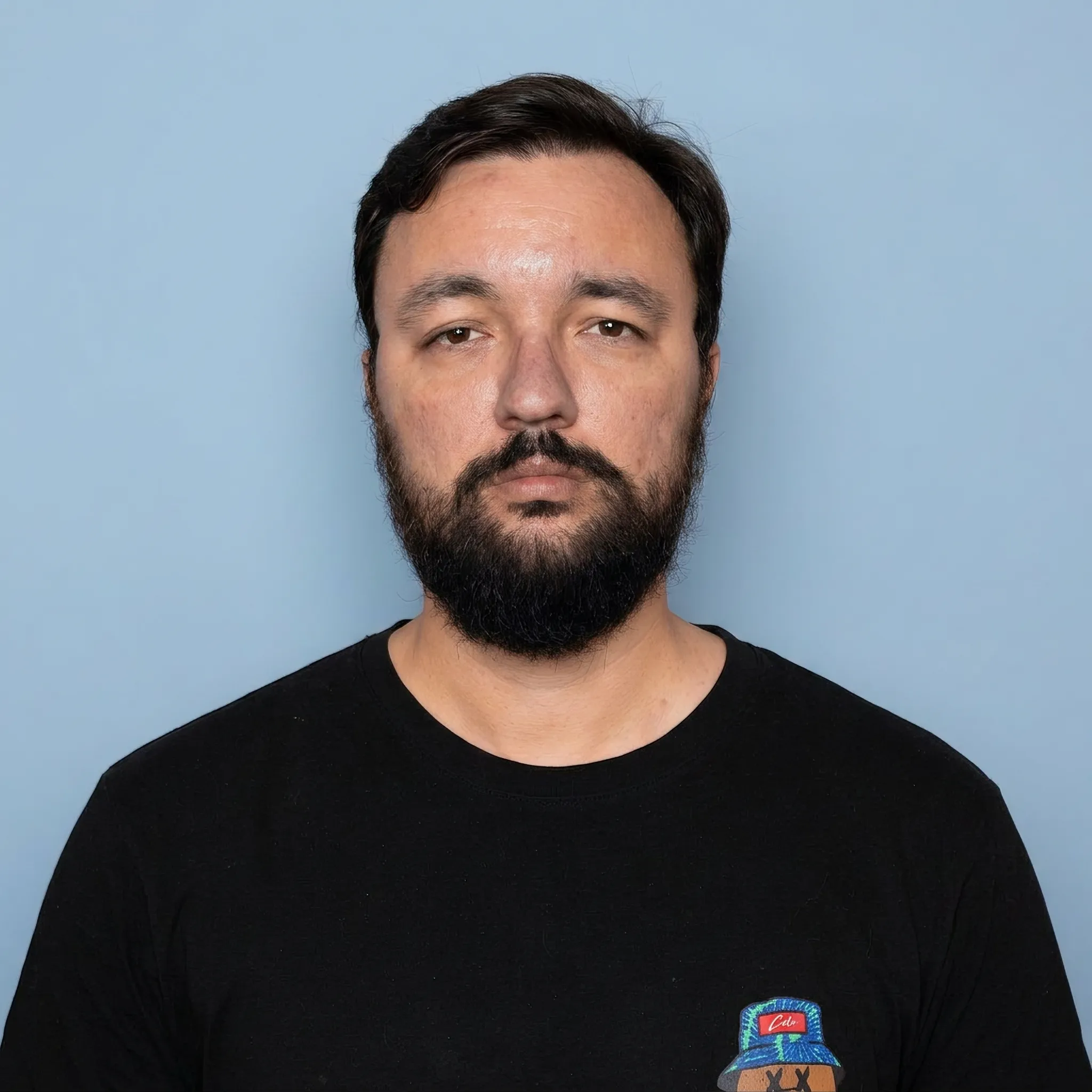 AI-фотосессия «Minimalist Studio Portrait against Light Blue»