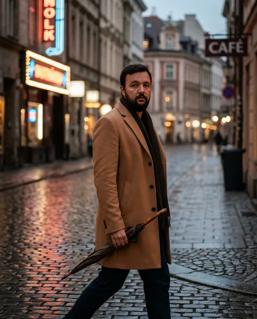 AI-фотосессия «Urban Rain Stroll»