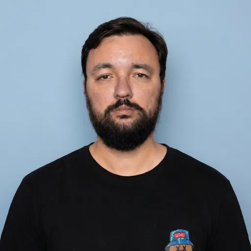 AI-фотосессия «Minimalist Studio Portrait against Light Blue»