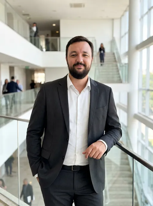 AI-фотосессия «Corporate Executive on Office Atrium Mezzanine»