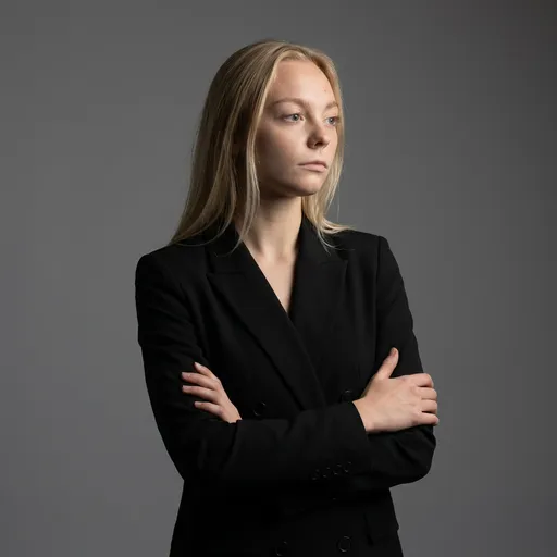 AI-фотосессия «Minimalist Low-Key Studio Portrait in Black Blazer»