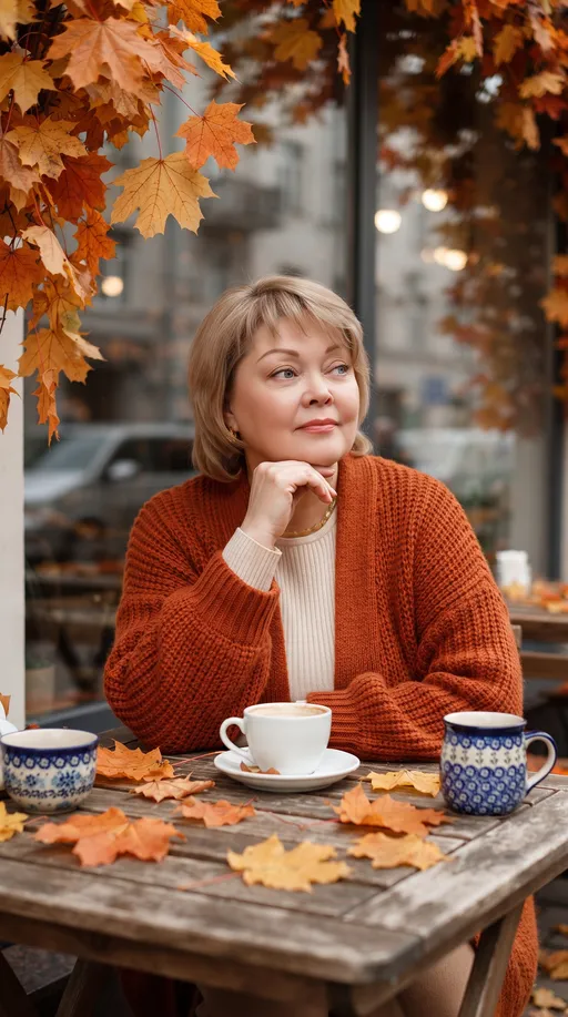 AI-фотосессия «Autumn Cafe Reflection»