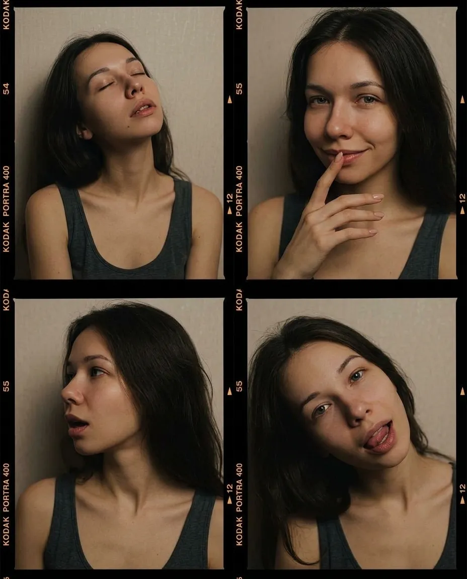 AI-фотосессия «Muted Film Strip Portrait Grid»