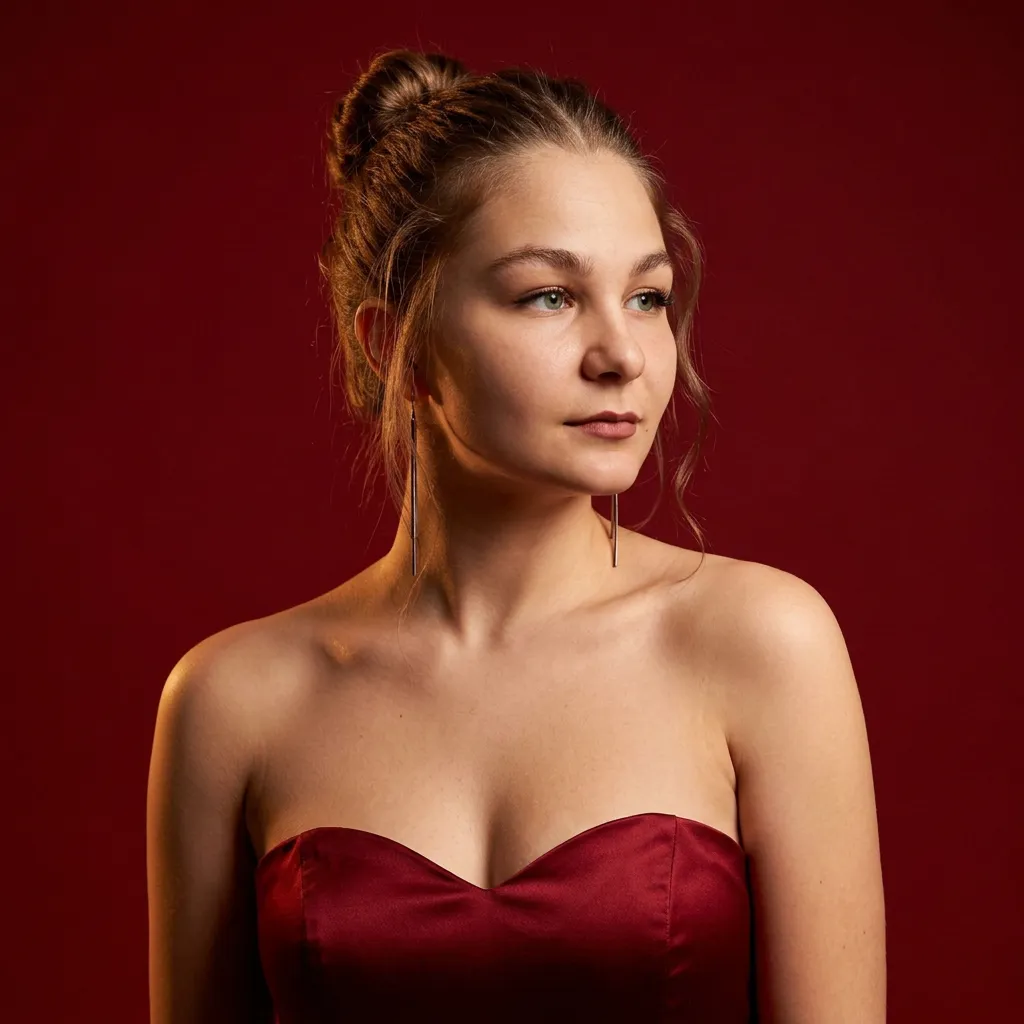 AI-фотосессия «Crimson Three-Quarter Studio Portrait»