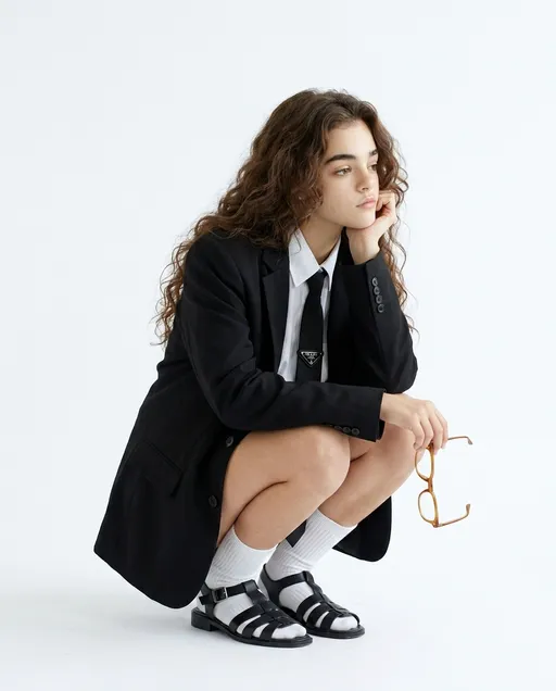 AI-фотосессия «High-Key Minimalist Fashion Squat»