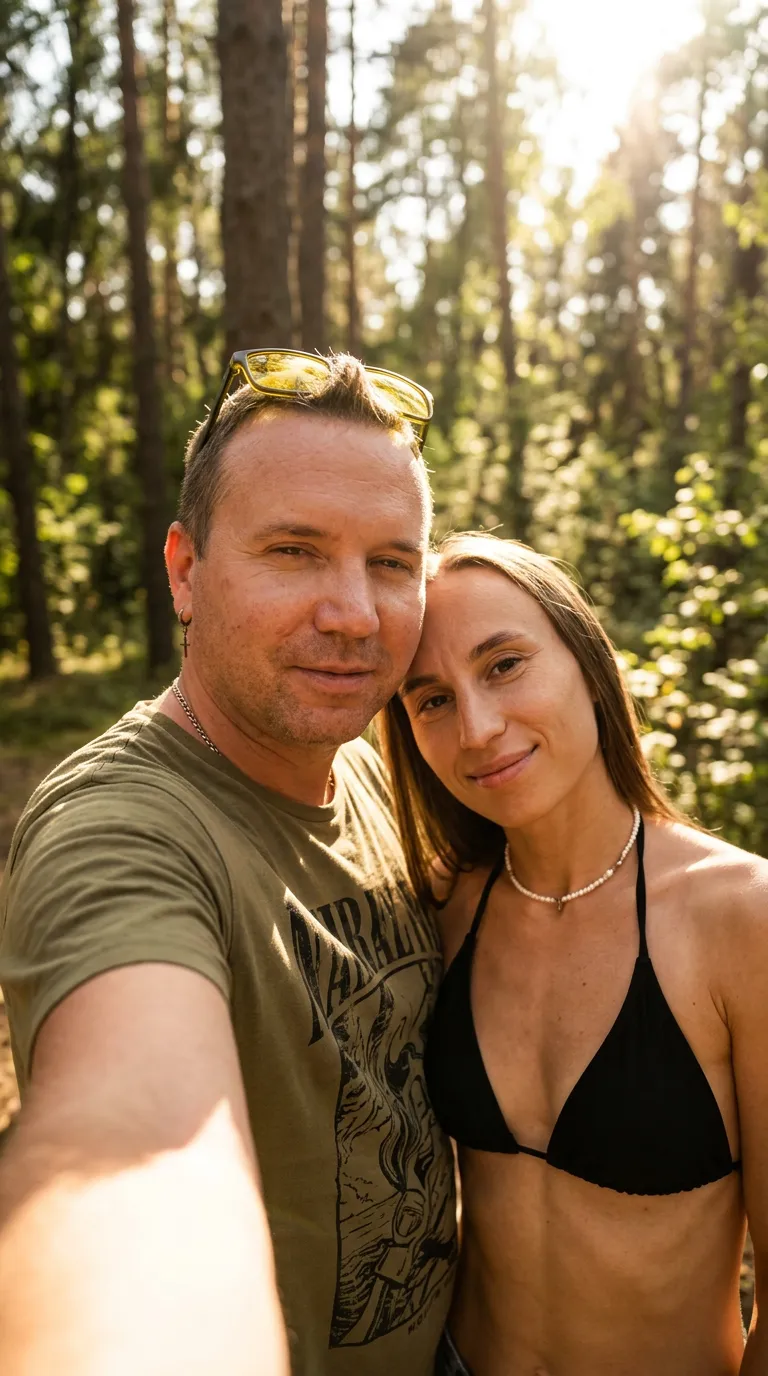 парная AI-фотосессия «Sunlit Outdoor Selfie»